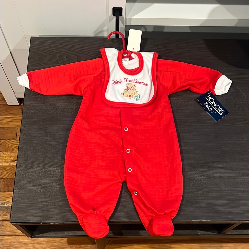Red Baby's First Christmas One Piece by